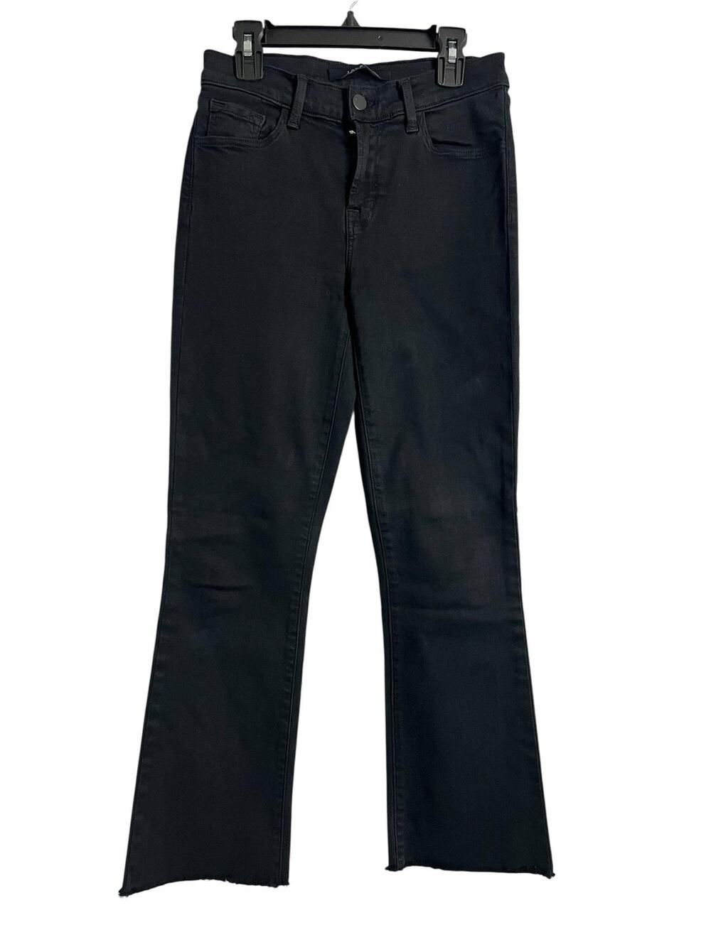 J Brand Selena Bootcut Jeans Womens 29 Black Bastille Raw Hem Distressed Denim